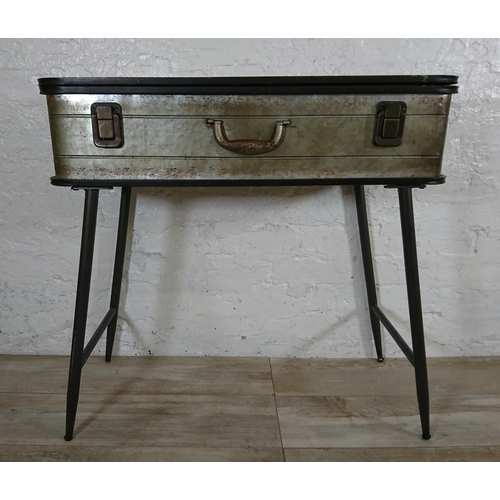 145 - A DunaWest wood and metal novelty storage trunk console table - approx. 78cm high x 79cm wide x 35cm... 