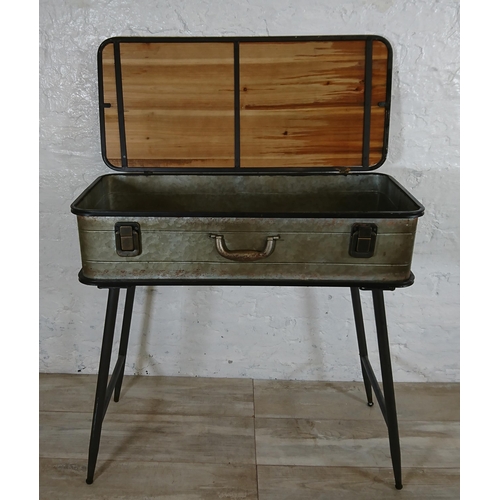 145 - A DunaWest wood and metal novelty storage trunk console table - approx. 78cm high x 79cm wide x 35cm... 