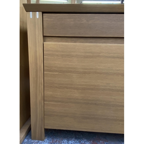 150 - A modern oak sideboard - approx. 90cm high x 140cm wide x 47cm deep