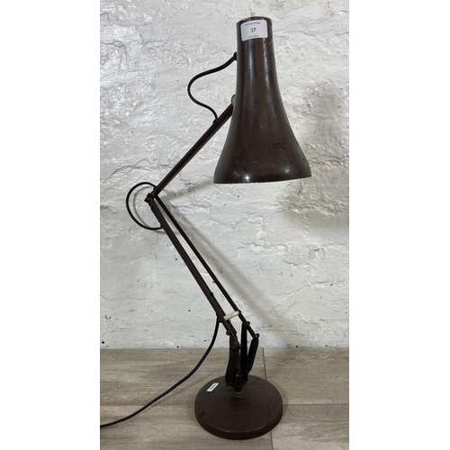 17 - A mid 20th century Anglepoise Lighting Ltd Model 90 brown metal desk lamp - approx. 72cm high