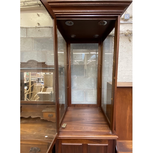 20 - A mahogany display cabinet - approx. 210cm high x 73cm wide x 70cm deep