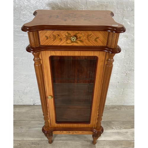 28 - An Italian Le Ore inlaid walnut effect and gilt metal chiming table clock and display cabinet - cloc... 