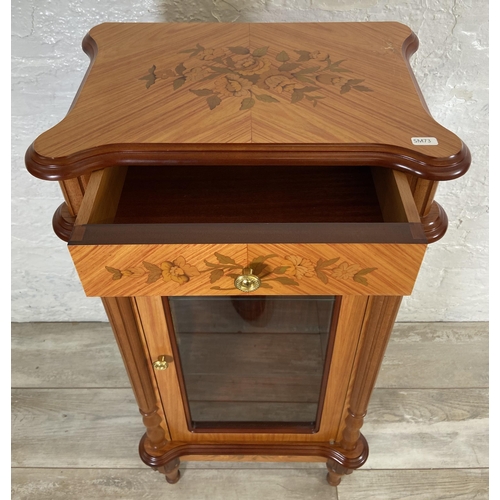 28 - An Italian Le Ore inlaid walnut effect and gilt metal chiming table clock and display cabinet - cloc... 