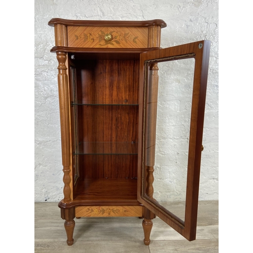 28 - An Italian Le Ore inlaid walnut effect and gilt metal chiming table clock and display cabinet - cloc... 