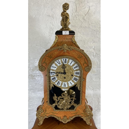 28 - An Italian Le Ore inlaid walnut effect and gilt metal chiming table clock and display cabinet - cloc... 