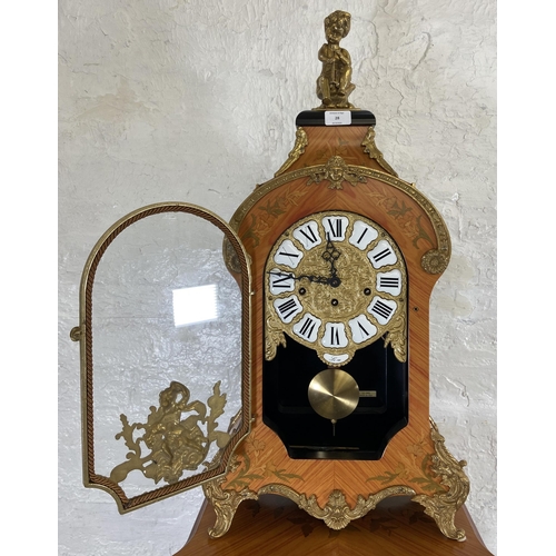 28 - An Italian Le Ore inlaid walnut effect and gilt metal chiming table clock and display cabinet - cloc... 