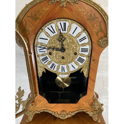 28 - An Italian Le Ore inlaid walnut effect and gilt metal chiming table clock and display cabinet - cloc... 