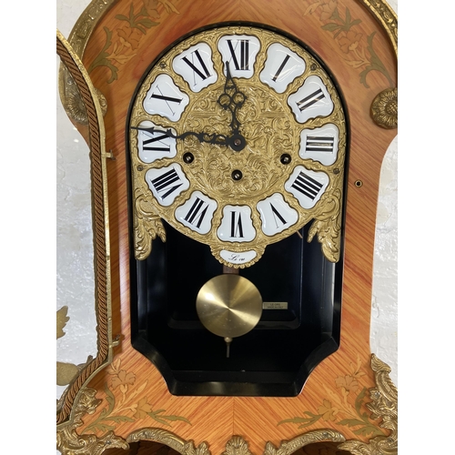 28 - An Italian Le Ore inlaid walnut effect and gilt metal chiming table clock and display cabinet - cloc... 