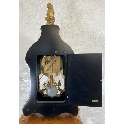 28 - An Italian Le Ore inlaid walnut effect and gilt metal chiming table clock and display cabinet - cloc... 