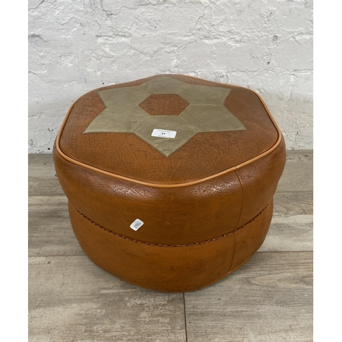 37 - A mid 20th century Miss Muffet orange and cream vinyl footstool - approx. 28cm high x 42cm diameter