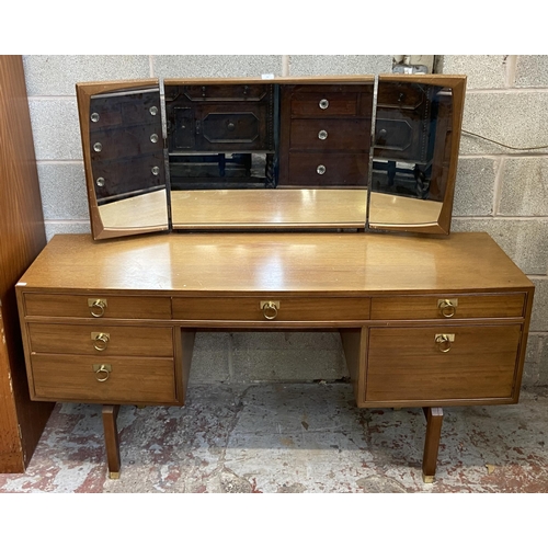 38 - A mid 20th century G Plan tola dressing table with upper three section mirror - approx. 124cm high x... 