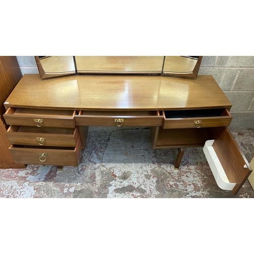 38 - A mid 20th century G Plan tola dressing table with upper three section mirror - approx. 124cm high x... 