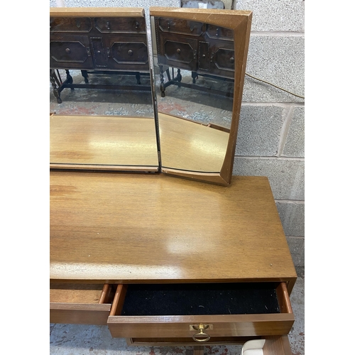 38 - A mid 20th century G Plan tola dressing table with upper three section mirror - approx. 124cm high x... 