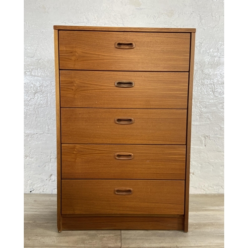 42 - A mid 20th century teak chest of drawers - approx. 90cm high x 60cm wide x 40cm deep