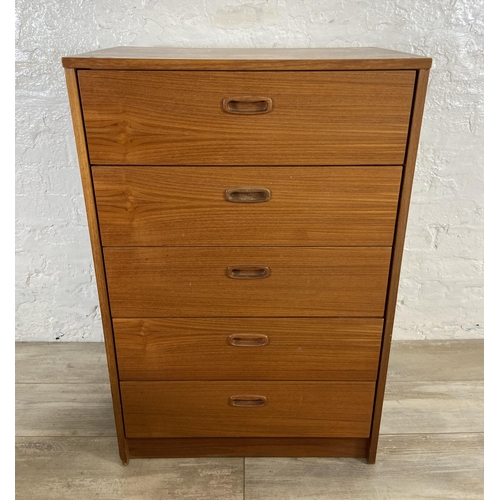 42 - A mid 20th century teak chest of drawers - approx. 90cm high x 60cm wide x 40cm deep