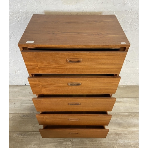 42 - A mid 20th century teak chest of drawers - approx. 90cm high x 60cm wide x 40cm deep