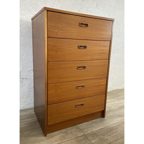 42 - A mid 20th century teak chest of drawers - approx. 90cm high x 60cm wide x 40cm deep