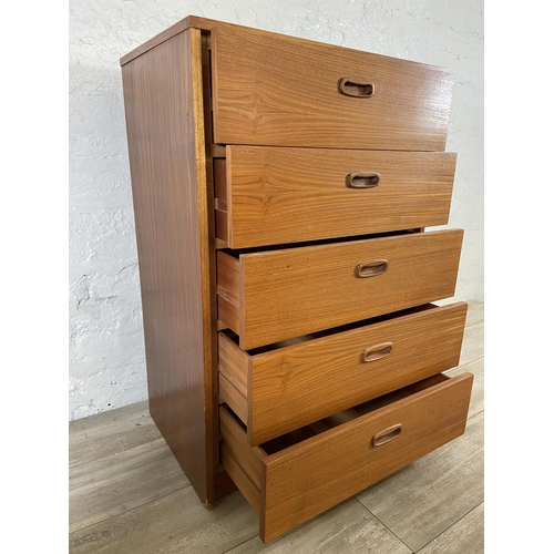 42 - A mid 20th century teak chest of drawers - approx. 90cm high x 60cm wide x 40cm deep