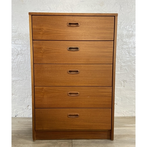 42 - A mid 20th century teak chest of drawers - approx. 90cm high x 60cm wide x 40cm deep