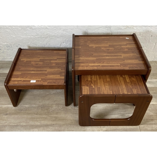 46 - A mid 20th century teak and melamine nest of three tables - approx. 46cm high x 55cm wide x 48cm dee... 