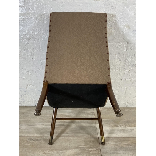 47 - A pair of mid 20th century brown vinyl bedroom chairs on beech supports