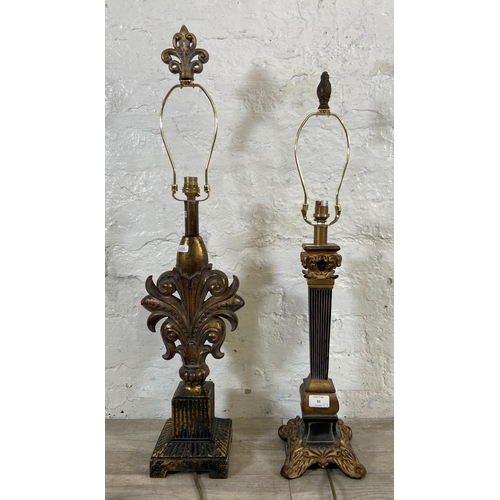 50 - Two French style gilded resin table lamps - largest approx. 80cm high