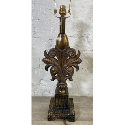 50 - Two French style gilded resin table lamps - largest approx. 80cm high