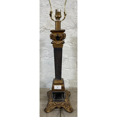 50 - Two French style gilded resin table lamps - largest approx. 80cm high