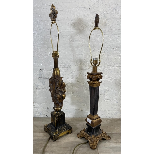 50 - Two French style gilded resin table lamps - largest approx. 80cm high