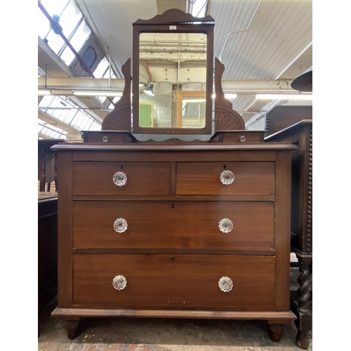 51 - An Edwardian mahogany dressing chest with upper mirror - approx. 167cm high x 100cm wide x 41cm deep