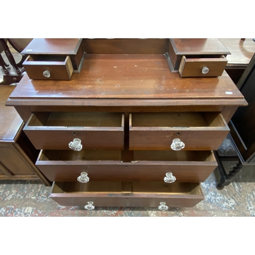 51 - An Edwardian mahogany dressing chest with upper mirror - approx. 167cm high x 100cm wide x 41cm deep