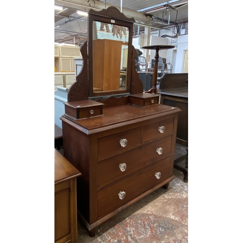 51 - An Edwardian mahogany dressing chest with upper mirror - approx. 167cm high x 100cm wide x 41cm deep