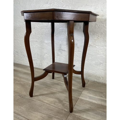 53 - An Edwardian mahogany octagonal two tier side table - approx. 73cm high x 61cm wide x 61cm deep