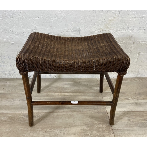 55 - A 1930s Lusty Product Lloyd Loom woven and bentwood dressing table stool - approx. 47cm high x 51cm ... 