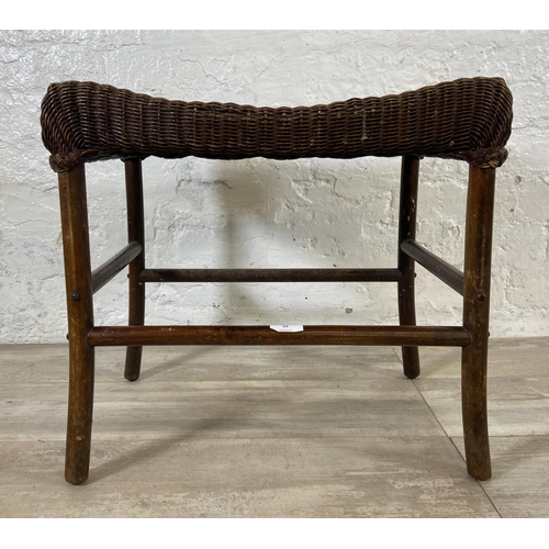 55 - A 1930s Lusty Product Lloyd Loom woven and bentwood dressing table stool - approx. 47cm high x 51cm ... 