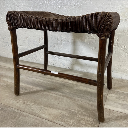 55 - A 1930s Lusty Product Lloyd Loom woven and bentwood dressing table stool - approx. 47cm high x 51cm ... 