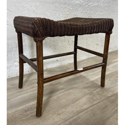 55 - A 1930s Lusty Product Lloyd Loom woven and bentwood dressing table stool - approx. 47cm high x 51cm ... 