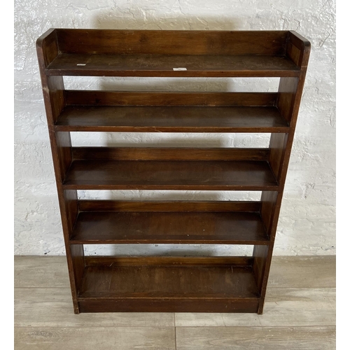 65 - A mid 20th century pine and plywood five tier bookcase - approx. 109cm high x 76cm wide x 18cm deep