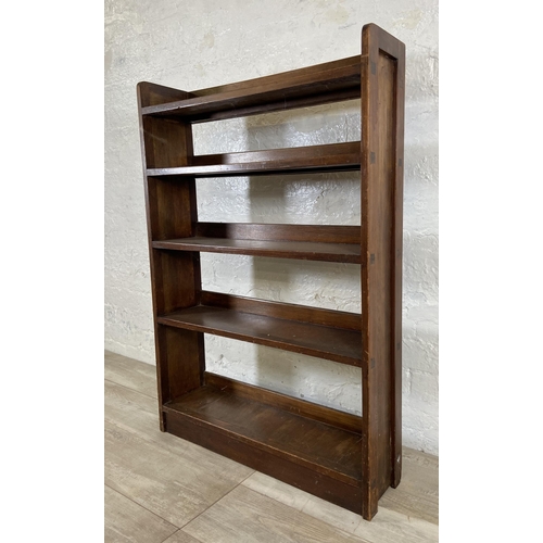 65 - A mid 20th century pine and plywood five tier bookcase - approx. 109cm high x 76cm wide x 18cm deep