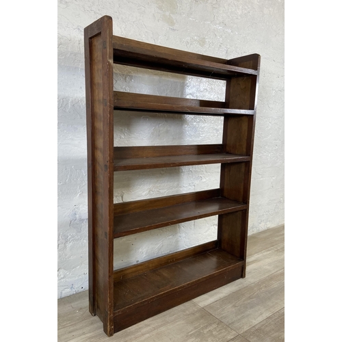 65 - A mid 20th century pine and plywood five tier bookcase - approx. 109cm high x 76cm wide x 18cm deep