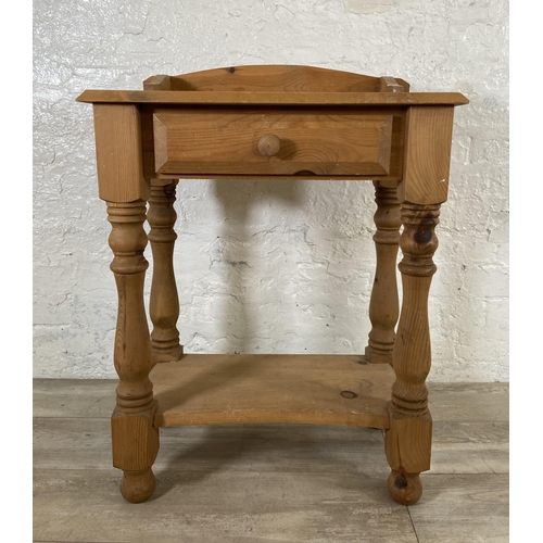 69 - A Victorian style pine two tier side table - approx. 81cm high x 60cm wide x 36cm deep