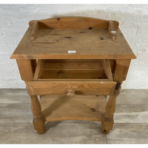 69 - A Victorian style pine two tier side table - approx. 81cm high x 60cm wide x 36cm deep