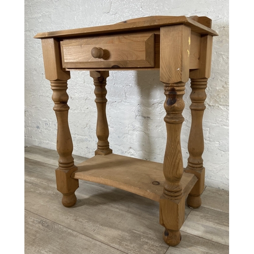 69 - A Victorian style pine two tier side table - approx. 81cm high x 60cm wide x 36cm deep