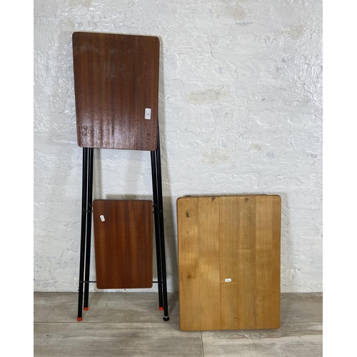 81 - Two pieces of mid 20th century furniture, one teak and black metal folding projector stand and one o... 