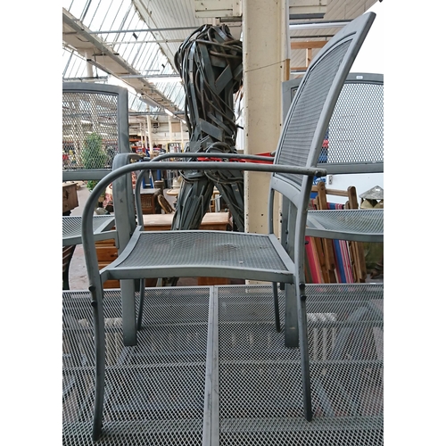 84 - A grey metal six piece patio set comprising rectangular table and five armchairs - approx. 75cm high... 