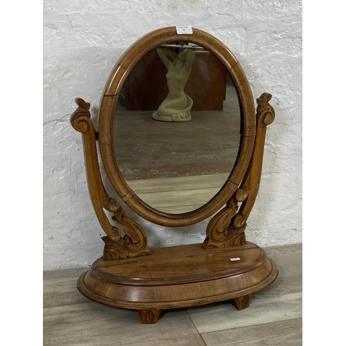 9 - A Victorian carved walnut framed swing dressing table mirror - approx. 66cm high x 54cm wide x 24cm ... 