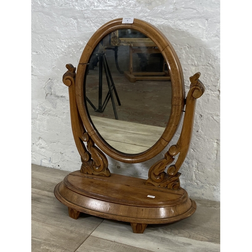 9 - A Victorian carved walnut framed swing dressing table mirror - approx. 66cm high x 54cm wide x 24cm ... 