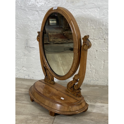 9 - A Victorian carved walnut framed swing dressing table mirror - approx. 66cm high x 54cm wide x 24cm ... 