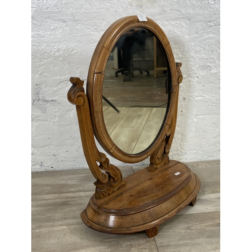 9 - A Victorian carved walnut framed swing dressing table mirror - approx. 66cm high x 54cm wide x 24cm ... 