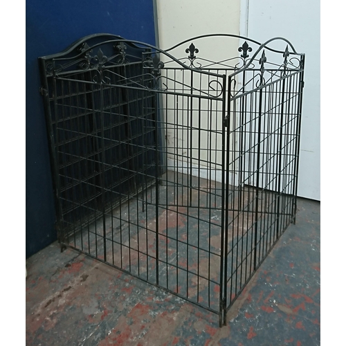 92 - Eight black metal garden gates - approx. 113cm high x 92cm wide